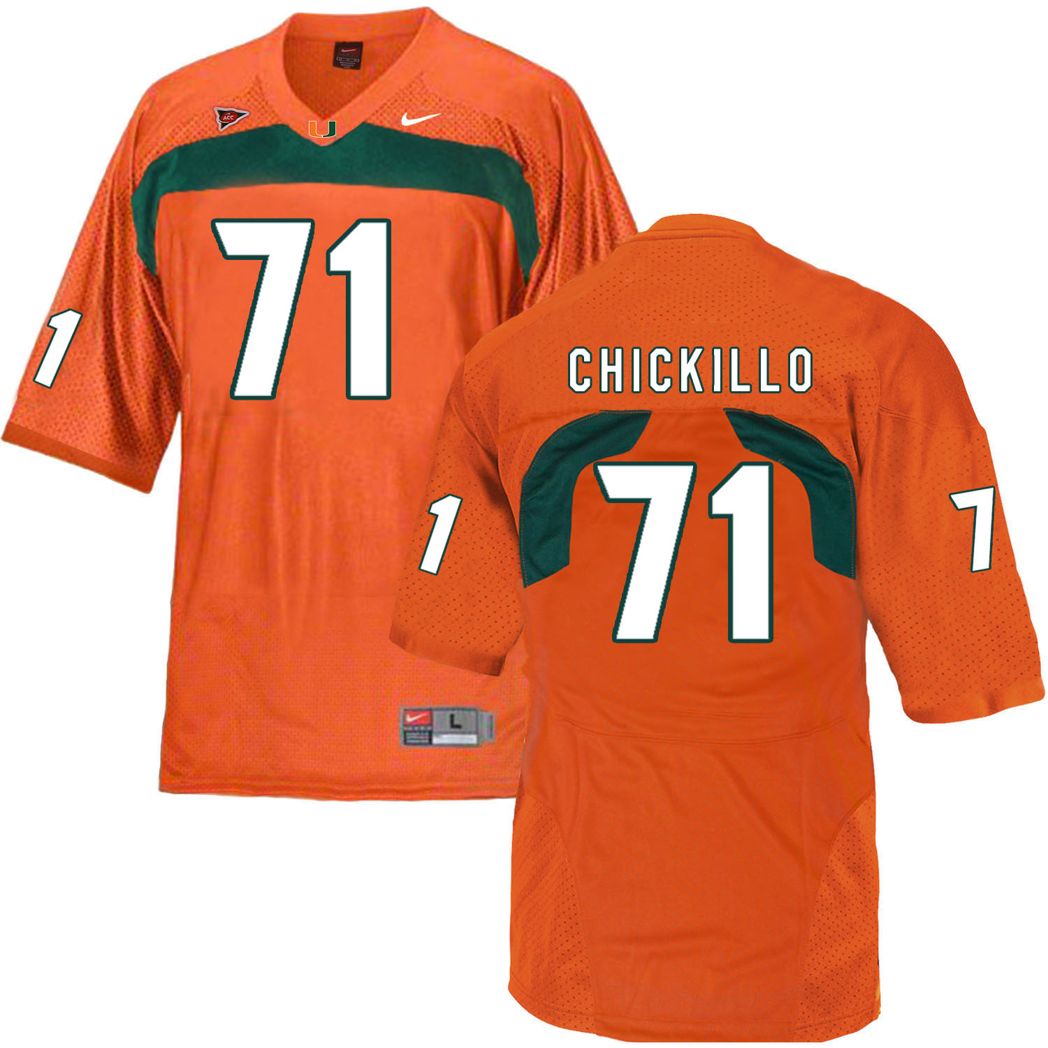 Miami Hurricanes #71 Chickillo NCAA College Football Jersey Orange