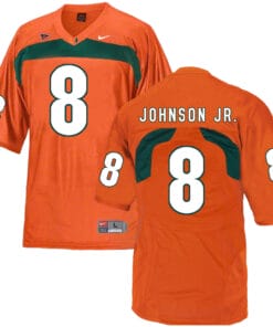 Miami Hurricanes #8 Johnson Jr NCAA College Football Jersey Orange