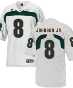 Miami Hurricanes #8 Johnson Jr NCAA College Football Jersey White