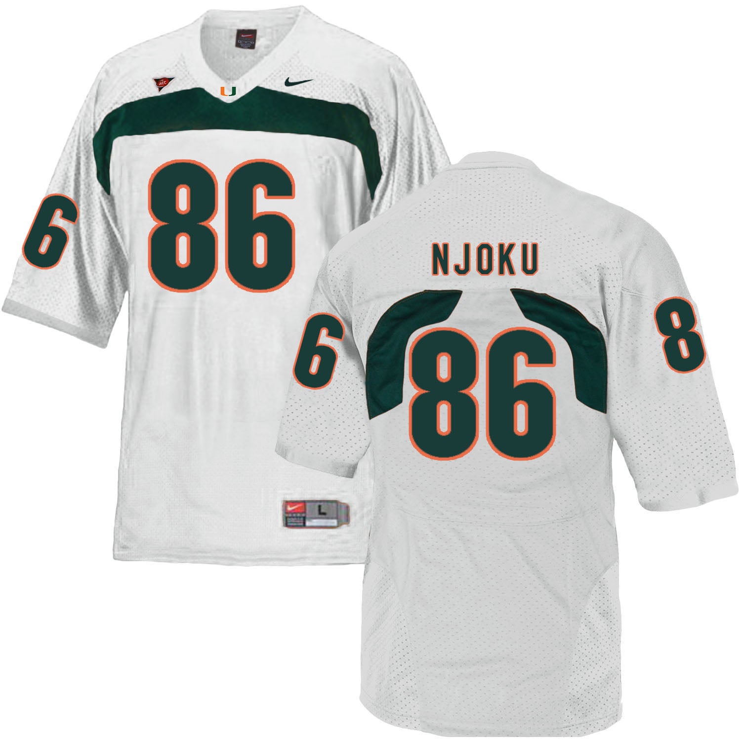 Miami Hurricanes #86 Njoku NCAA College Football Jersey White