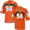 Miami Hurricanes #94 The Rock NCAA College Football Jersey Orange