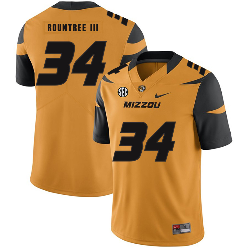 Missouri Tigers #34 Larry Rountree III College Football Jersey Gold