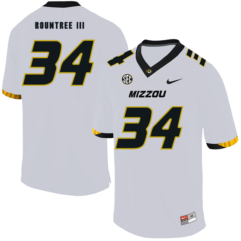 Missouri Tigers #34 Larry Rountree III College Football Jersey White