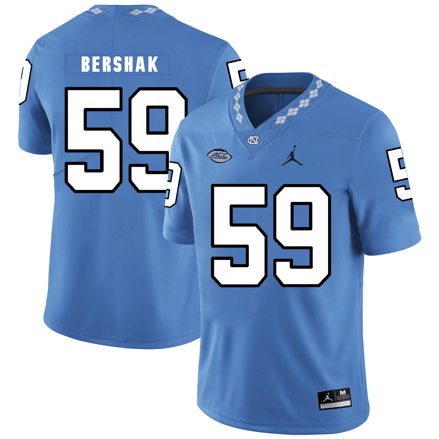 North Carolina Tar Heels #59 Andy Bershak Football Jersey Blue