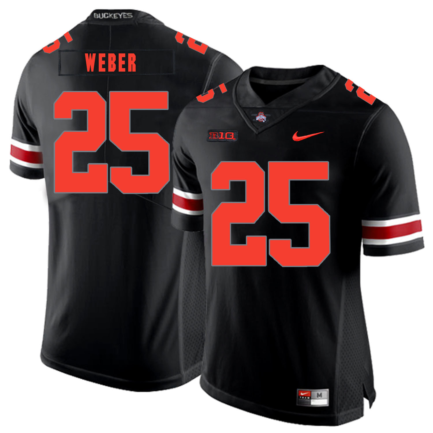 Ohio State Buckeyes #25 Mike Weber Football Jersey Black Shadow