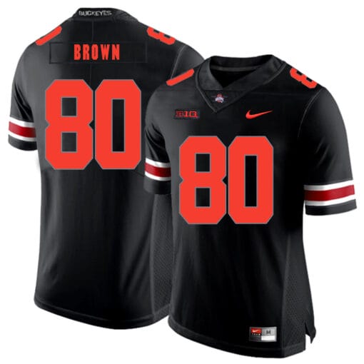 Ohio State Buckeyes #80 Noah Brown Football Jersey Black Shadow