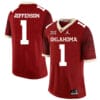 Oklahoma Sooners #1 Tony Jefferson Football Jersey Chai Pattern Dark Red