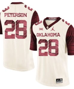 Oklahoma Sooners #28 Adrian Peterson Football Jersey Firewood Pattern White