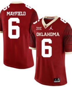 Oklahoma Sooners #6 Baker Mayfield Football Jersey Firewood Dark Red