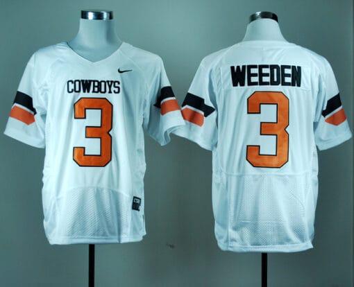 Oklahoma State Cowboys #3 Brandon Weeden NCAA Football Jersey White