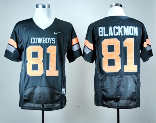 Oklahoma State Cowboys #81 Justin Blackmon Football Jersey Black