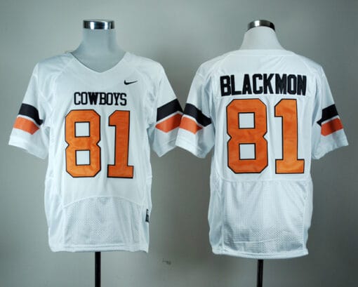Oklahoma State Cowboys #81 Justin Blackmon Football Jersey White
