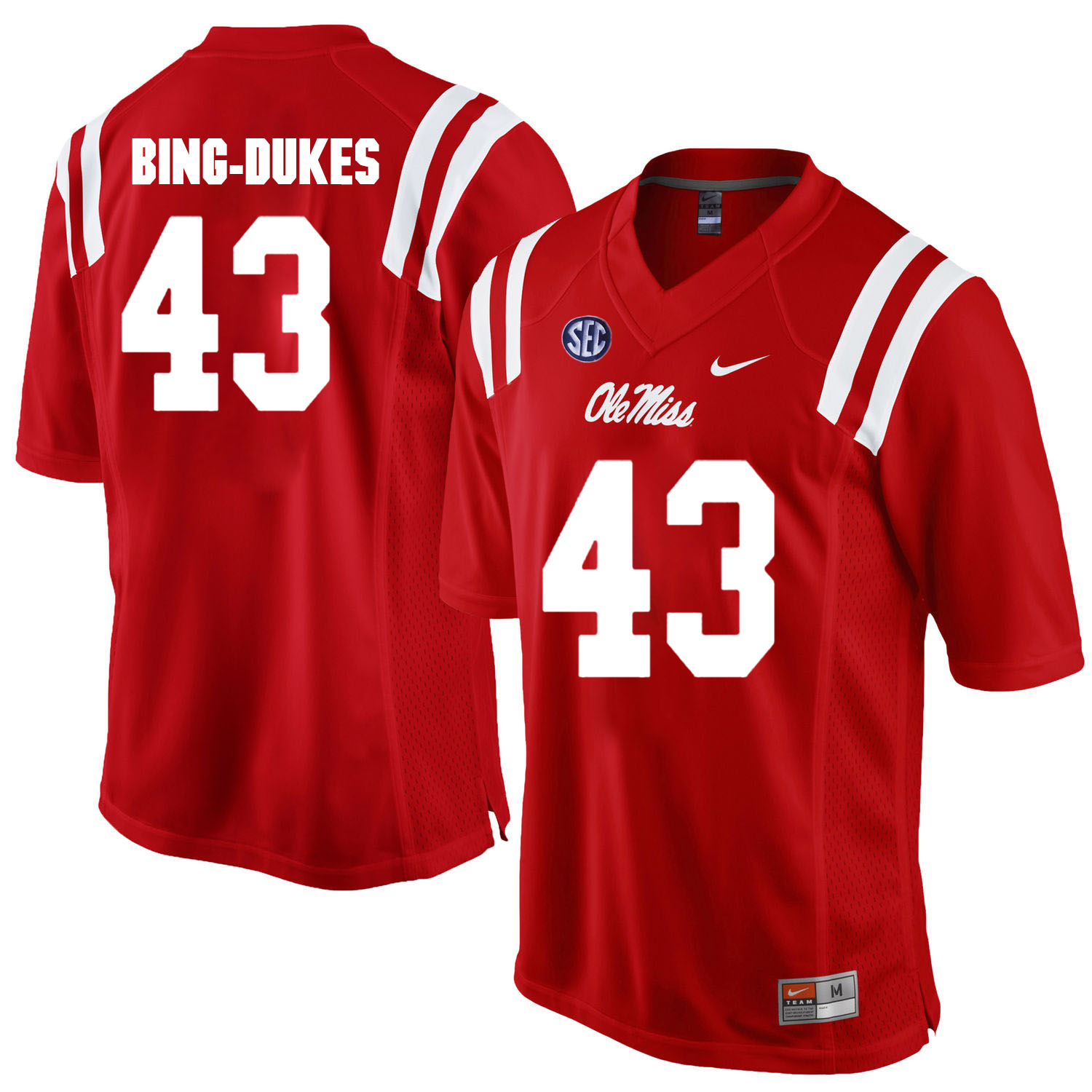 Ole Miss Rebels #43 Detric Bing Dukes College Football Jersey Red