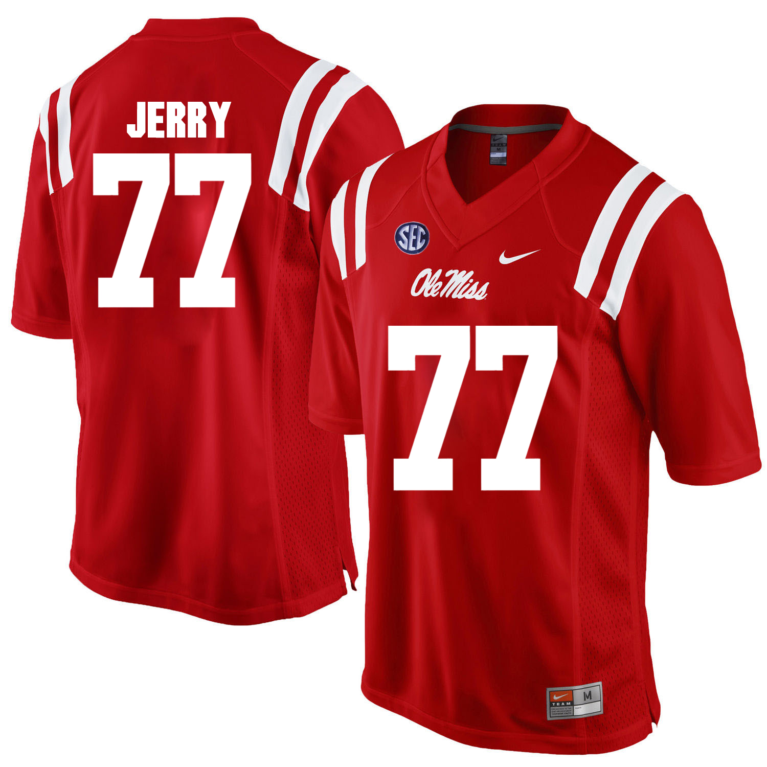 Ole Miss Rebels #77 John Jerry NCAA College Football Jersey Red