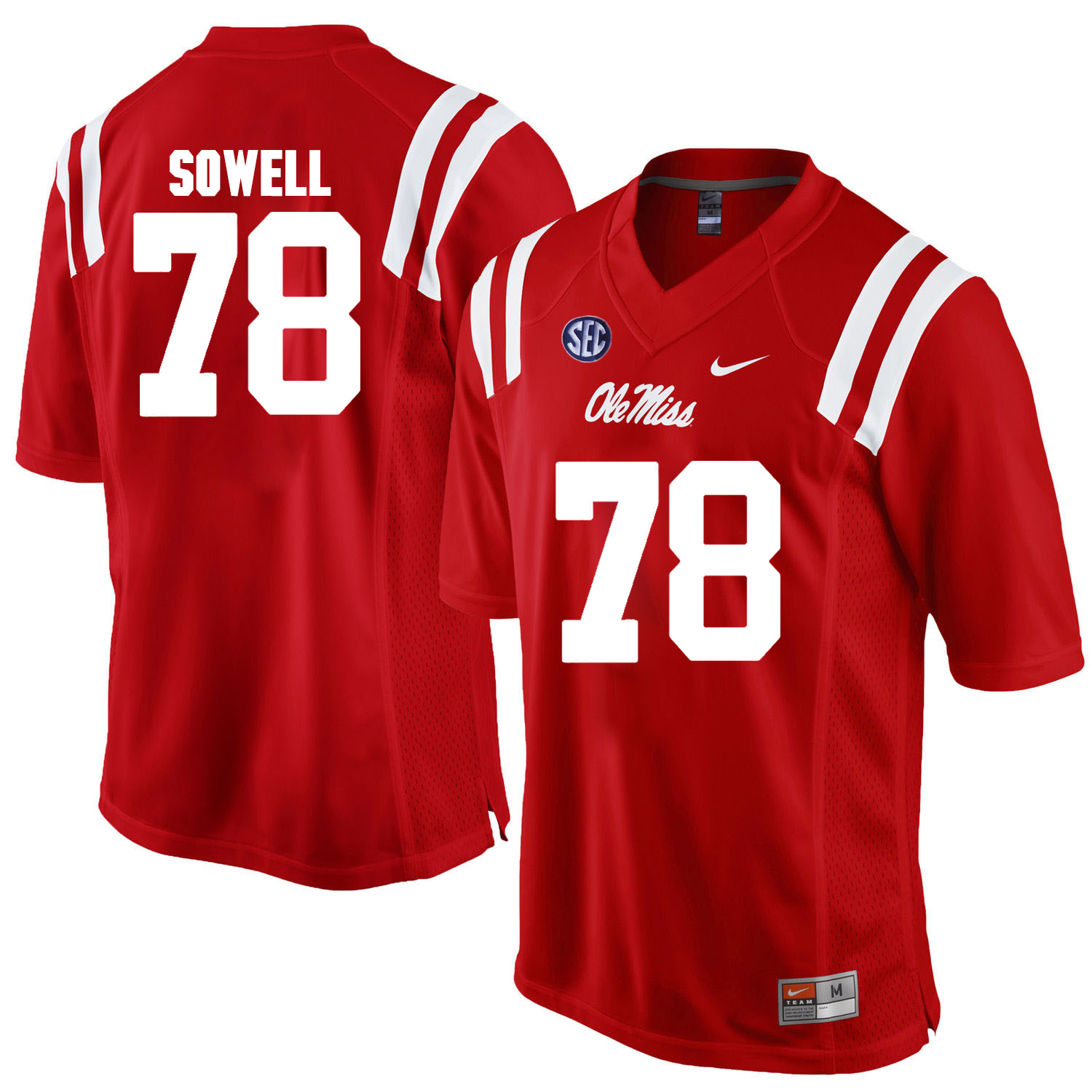 Ole Miss Rebels #78 Bradley Sowell NCAA College Football Jersey Red