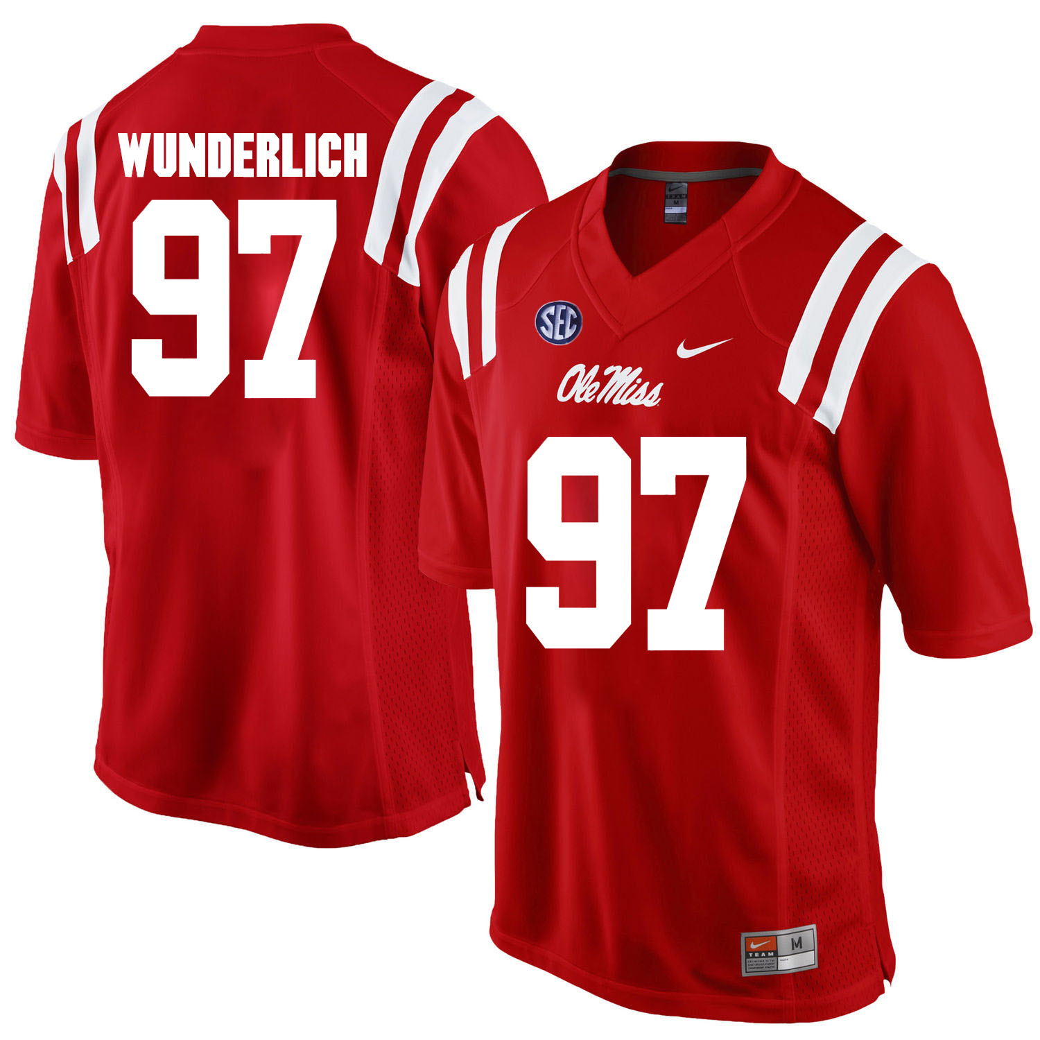 Ole Miss Rebels #97 Gary Wunderlich NCAA College Football Jersey Red