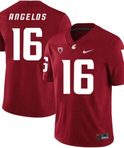 Washington State Cougars #16 Aaron Angelos NCAA Football Jersey Red