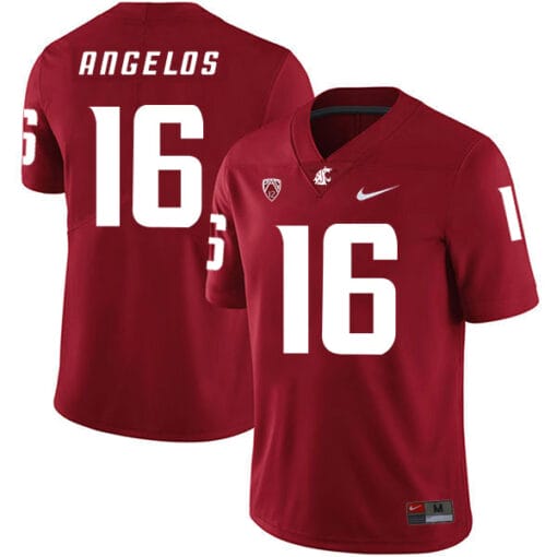 Washington State Cougars #16 Aaron Angelos NCAA Football Jersey Red