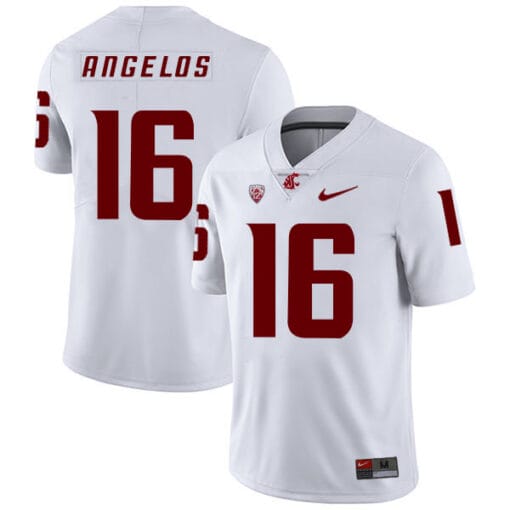 Washington State Cougars #16 Aaron Angelos NCAA Football Jersey White