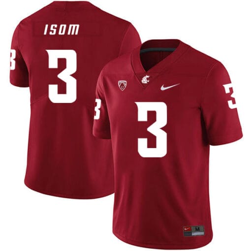 Washington State Cougars #3 Daniel Isom NCAA Football Jersey Red
