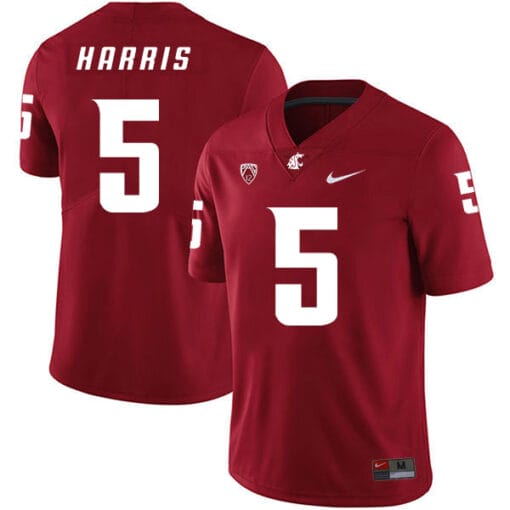 Washington State Cougars #5 Travell Harris Football Jersey Red