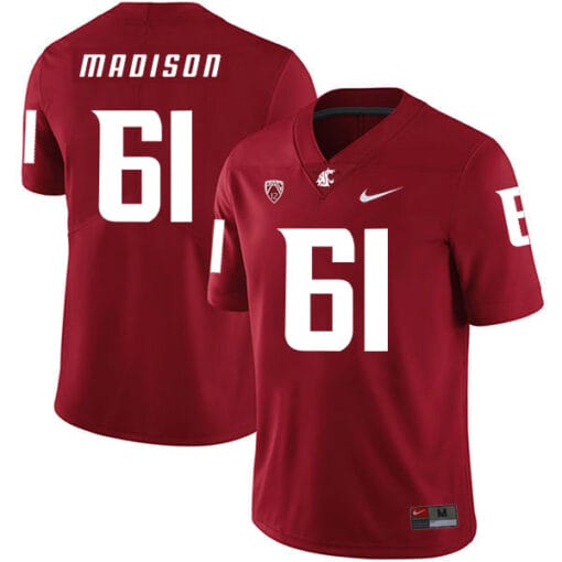 Washington State Cougars #61 Cole Madison NCAA Football Jersey Red