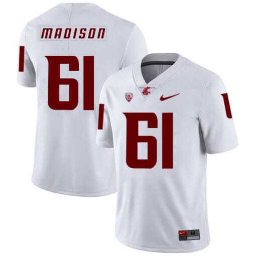 Washington State Cougars #61 Cole Madison NCAA Football Jersey White