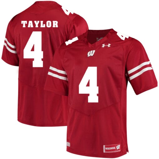 Wisconsin Badgers #4 AJ Taylor College Football Jersey Red