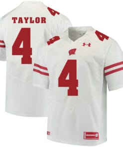 Wisconsin Badgers #4 AJ Taylor College Football Jersey White