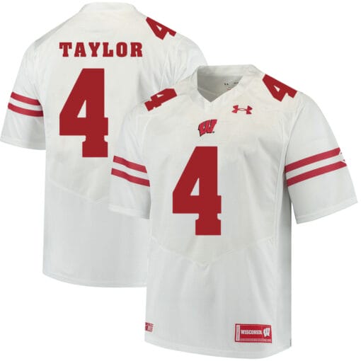 Wisconsin Badgers #4 AJ Taylor College Football Jersey White