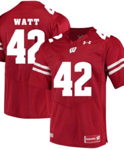 Wisconsin Badgers #42 TJ Watt College Football Jersey White Red