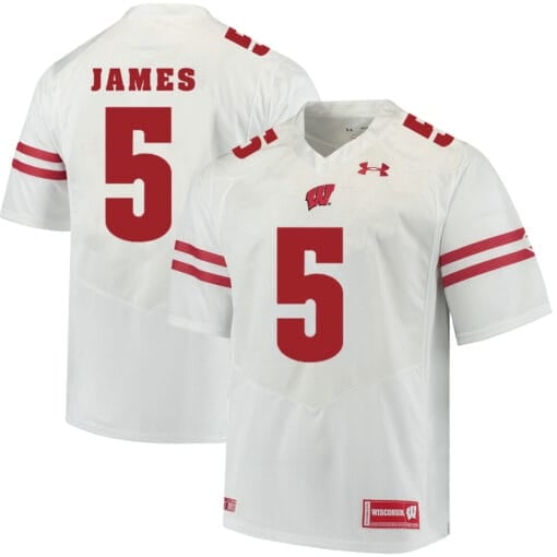 Wisconsin Badgers #5 Chris James College Football Jersey White