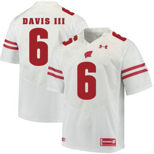 Wisconsin Badgers #6 Danny Davis III College Football Jersey White