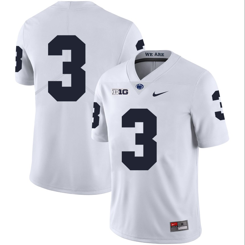 Penn State Nittany Lions NO NAME Jersey #3 Football NCAA Jerseys White