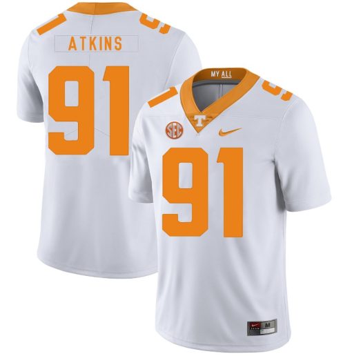 Tennessee Volunteers Doug Atkins Jersey #91 Football NCAA Jerseys White Orange