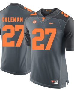Tennessee Volunteers Justin Coleman Jersey #27 Football NCAA Jerseys Gray Orange