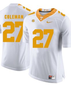 Tennessee Volunteers Justin Coleman Jersey #27 Football NCAA Jerseys White Orange
