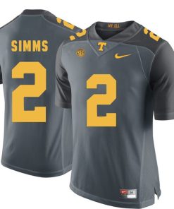 Tennessee Volunteers Matt Simms Jersey #2 Football NCAA Jerseys Gray