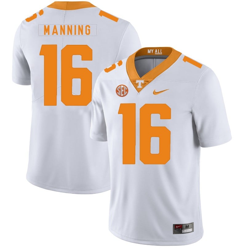 Tennessee Volunteers Peyton Manning Jersey #16 Football NCAA Jerseys White Orange