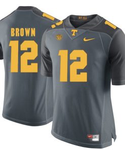 Tennessee Volunteers Sean Brown Jersey #12 Football NCAA Jerseys Gray