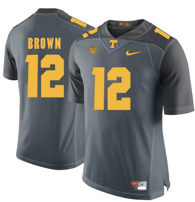 Tennessee Volunteers Sean Brown Jersey #12 Football NCAA Jerseys Gray