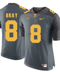 Tennessee Volunteers Tyler Bray Jersey #8 Football NCAA Jerseys Gray Yellow