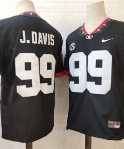 Georgia Bulldogs #99 J.Davis NCAA Football Jersey Black