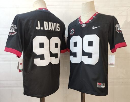 Georgia Bulldogs #99 J.Davis NCAA Football Jersey Black