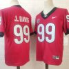 Georgia Bulldogs #99 J.Davis NCAA Football Jersey Red