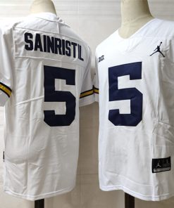 Michigan Wolverines #5 Sainristil NCAA Football Jersey White