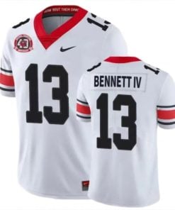 Georgia Bulldogs #13 Stetson Bennett IV Jersey White Game College Football
