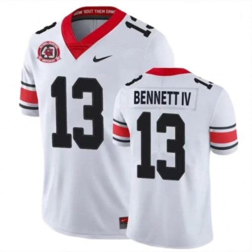 Georgia Bulldogs #13 Stetson Bennett IV Jersey White Game College Football