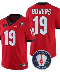 Georgia Bulldogs Brock Bowers #19 Jersey Honoring Vince Dooley Patch Red