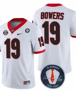 Georgia Bulldogs Brock Bowers #19 Jersey Honoring Vince Dooley Patch White